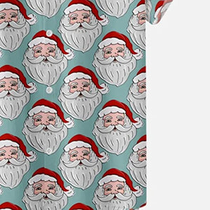 Christmas Short Sleeve Tee Shirt For Men Funny Christmas 3D Cartoon Print T-Shirt Xmas Clothes Holiday Lapel Button Down Tops