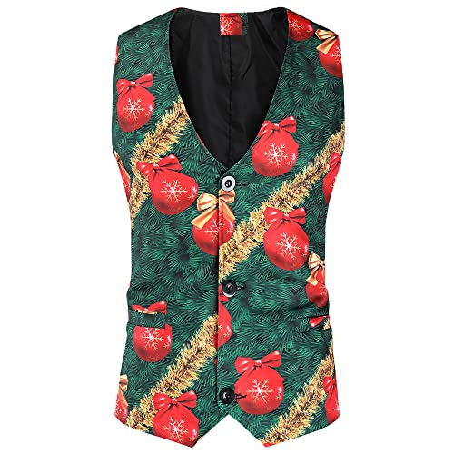 Men Suits Christmas Print 3 Piece Suit Casual Print Party Suit Fashion Jacket Vest Pants Holiday Clothes Color 8 Large