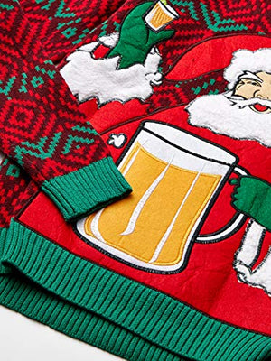 Blizzard Bay Men's Santa Beer Shots Sweater, red, Medium