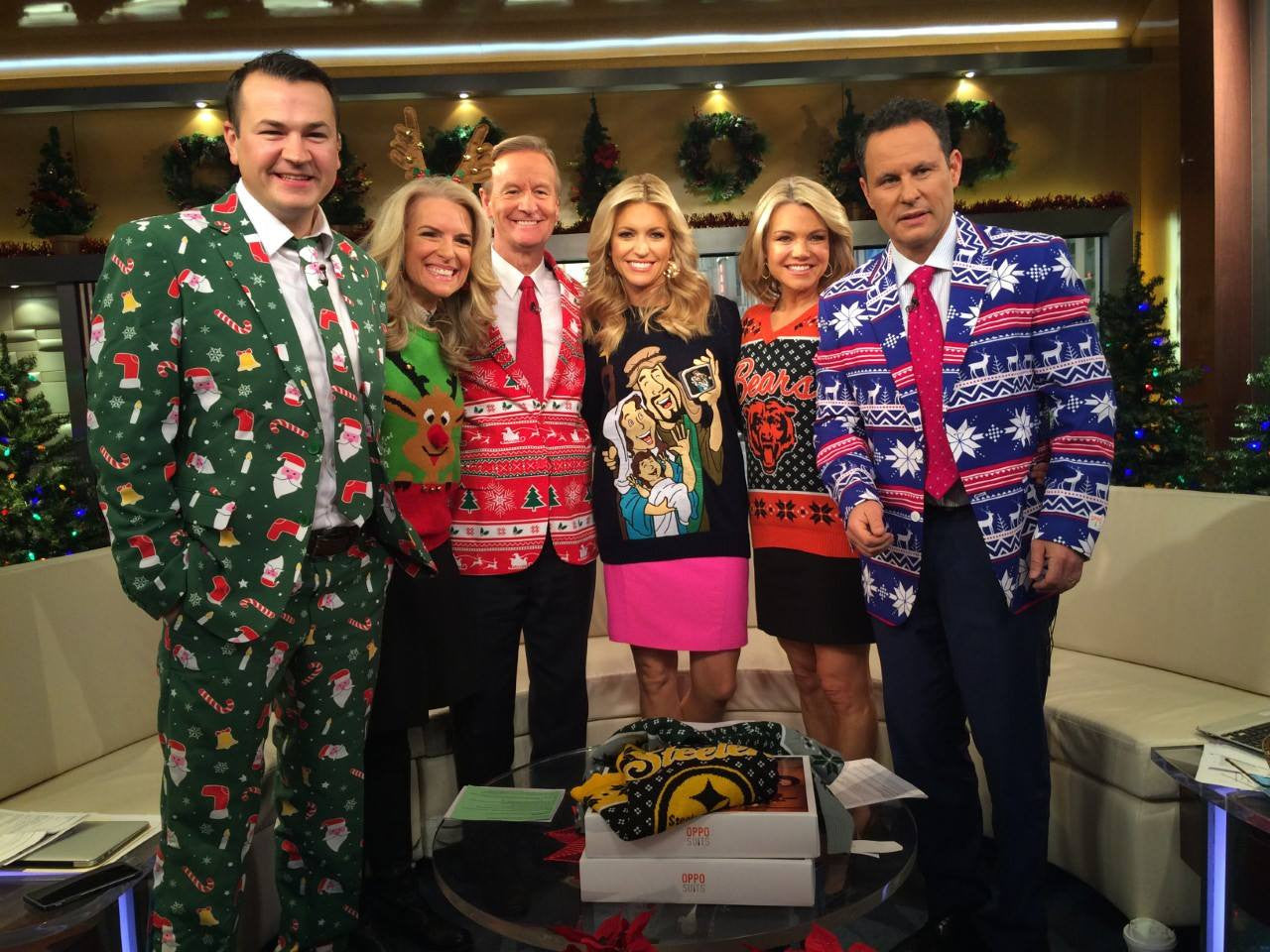 Fox and Friends Show Off Christmas Suits and Sweaters
