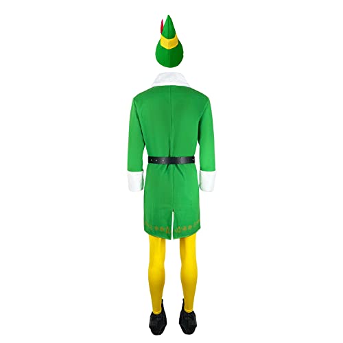 Mens Christmas Elf Costume, Buddy Elf Costume, Christmas Cosplay Buddy, The Elf Costume Coat Pants Hat Belt shoes Full Set Costumes for Men(XL)