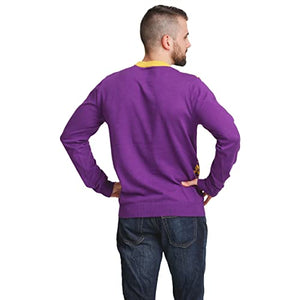 FOCO Men's NFL Big Logo Two Tone Knit Sweater, Medium, Minnesota Vikings