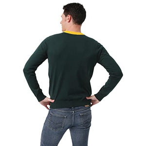 FOCO Men's NFL Big Logo Two Tone Knit Sweater, Medium, Green Bay Packers