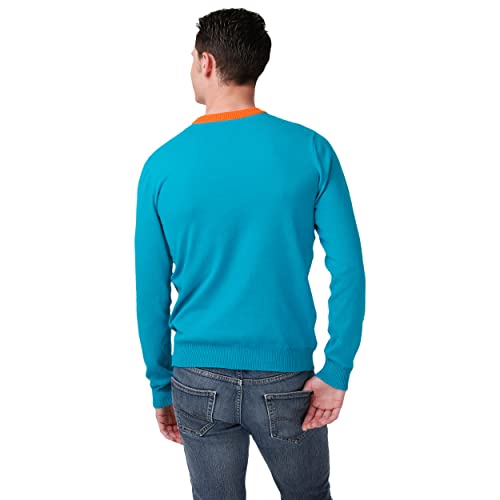 FOCO Men's NFL Big Logo Two Tone Knit Sweater, Medium, Miami Dolphins