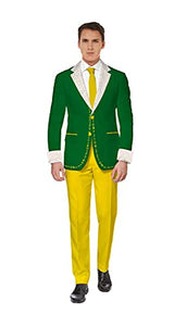SUITMEISTER Halloween & Christmas Elf Costume Suit - Size L | Includes Matching Blazer Jacket, Pants & Tie | Slim Fit Ugly Outfit | Christmas Day Outfit, Office Party, Thanks Giving & Gatherings