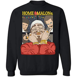 GearPowers Home Malone Funny Home Alone Christmas Movie Sweater Unisex Sweatshirt Black