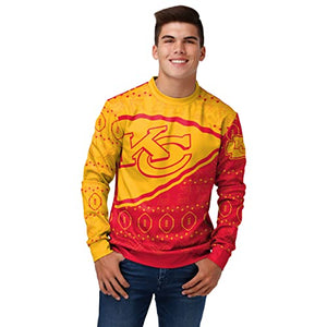 FOCO Men's NFL Printed Primary Logo Lightweight Holiday Sweater, Kansas City Chiefs, X-Large