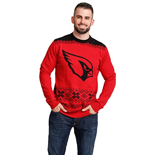 FOCO Men's NFL Big Logo Two Tone Knit Sweater, Medium, Arizona Cardinals