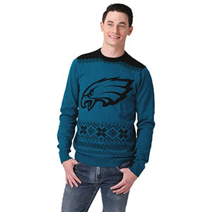 FOCO Men's NFL Big Logo Two Tone Knit Sweater, Medium, Philadelphia Eagles
