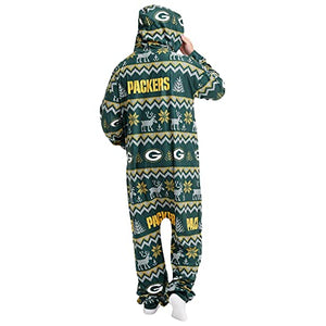 FOCO Green Bay Packers NFL Ugly Pattern One Piece Pajamas - XL