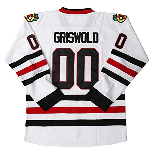 90s Clark Griswold 00 Movie Hockey Sweater Jersey Hip hop Jersey for X-Mas Party Gife for Halloween Christmas（White 3XL）
