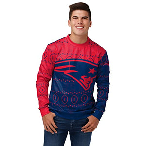 FOCO Men's NFL Printed Primary Logo Lightweight Holiday Sweater, New England Patriots, Medium