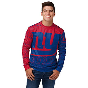FOCO Men's NFL Printed Primary Logo Lightweight Holiday Sweater, New York Giants, Medium