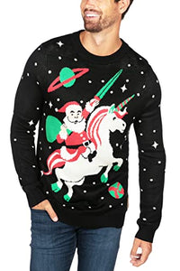 Tipsy Elves Ugly Christmas Sweater for Men from Featuring Santa Unicorn Size Small