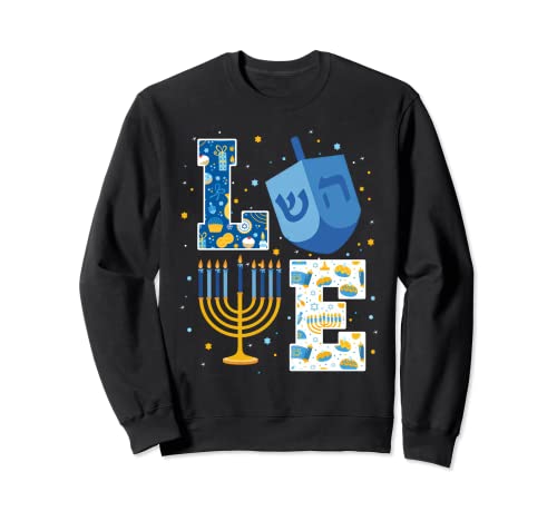 LOVE Cute Hanukkah Decorations Dreidel Menorah Chanukah Sweatshirt