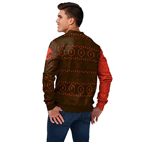 FOCO Men's NFL Printed Primary Logo Lightweight Holiday Sweater, Cleveland Browns, X-Large