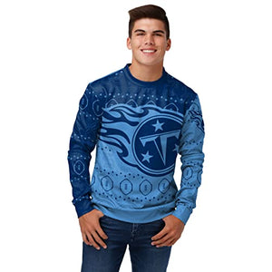 FOCO Men's NFL Printed Primary Logo Lightweight Holiday Sweater, Tennessee Titans, Medium