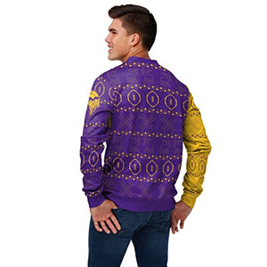 FOCO Men's NFL Printed Primary Logo Lightweight Holiday Sweater, Minnesota Vikings, Medium