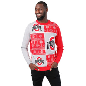 FOCO Ohio State Buckeyes NCAA Mens Busy Block Snowfall Sweater - L