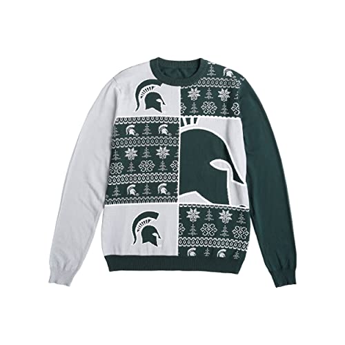 FOCO Michigan State Spartans NCAA Mens Busy Block Snowfall Sweater - L