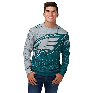 FOCO Men's NFL Printed Primary Logo Lightweight Holiday Sweater, Philadelphia Eagles, Medium