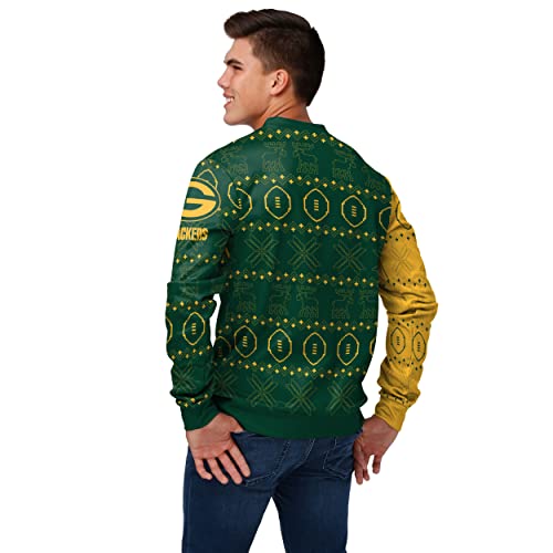 FOCO Men's NFL Printed Primary Logo Lightweight Holiday Sweater, Green Bay Packers, X-Large