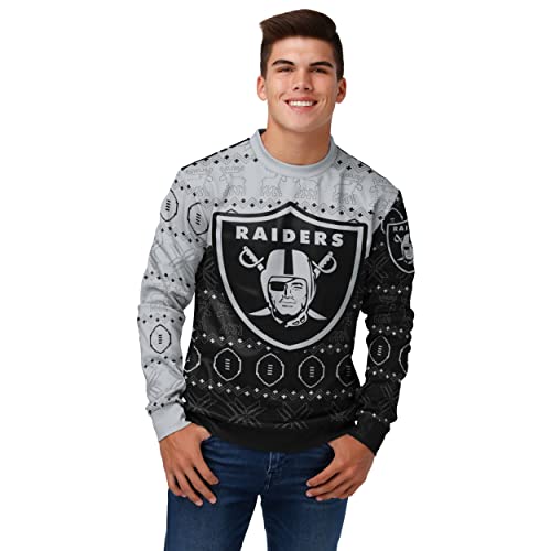 FOCO Men's NFL Printed Primary Logo Lightweight Holiday Sweater, Las Vegas Raiders, X-Large