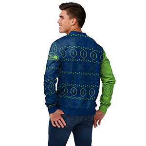 FOCO Men's NFL Printed Primary Logo Lightweight Holiday Sweater, Seattle Seahawks, Medium