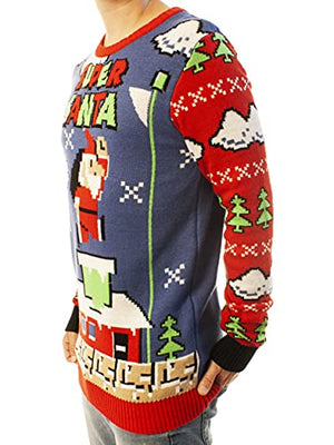 Ugly Christmas Party Sweater Unisex - Super Santa -Small Super Santa Blue