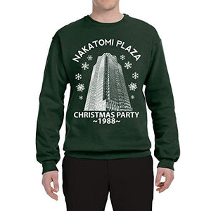 Nakatomi Plaza Christmas Party 1988 Classic McClane Xmas Ugly Christmas Sweater Crewneck Graphic Sweatshirt, Forest Green, Large