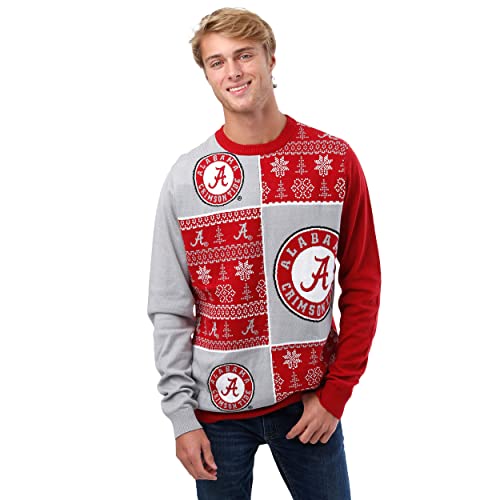 FOCO Alabama Crimson Tide NCAA Mens Busy Block Snowfall Sweater - L