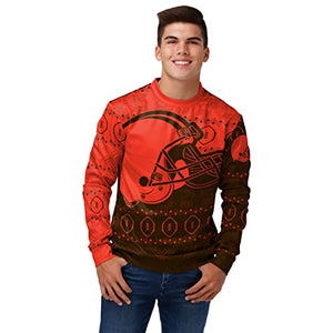 FOCO Men's NFL Printed Primary Logo Lightweight Holiday Sweater, Cleveland Browns, X-Large
