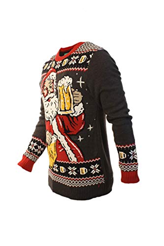 Ugly Christmas Party Sweater Unisex Santa's Winter Ale Beer Drinking-Medium Winter Ale Black