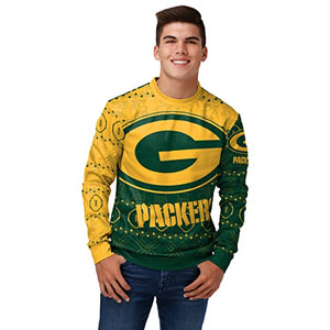 FOCO Men's NFL Printed Primary Logo Lightweight Holiday Sweater, Green Bay Packers, X-Large