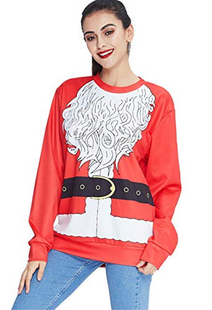 Idgreatim Couple Ugly Chritsmas Sweater Funny Xmas Pullover Sweatshirt for Women Mens Casual Long Sleeve Tops Shirt XXL