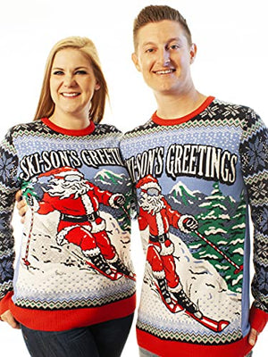 Ugly Christmas Party Unisex Ugly Christmas Sweater Skison's Greetings-Small Skison's Greetings Blue