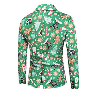 Men Suits Christmas 3-Piece Suit Casual Print Party Suit Fashion Jacket Vest Pants Multi Color Clothing Set Color 9 Medium