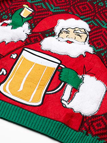 Blizzard Bay Men's Santa Beer Shots Sweater, red, Medium
