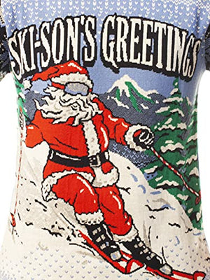 Ugly Christmas Party Unisex Ugly Christmas Sweater Skison's Greetings-Small Skison's Greetings Blue