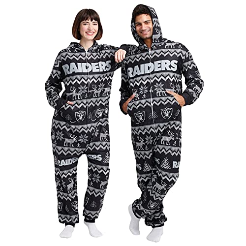Las Vegas Raiders Ugly Christmas Raglan Pajamas Set - Banantees
