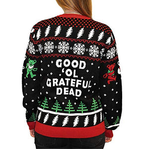 Ripple Junction Grateful Dead Adult Dancing Bears Holiday Ugly Fleece Sweater XS Black