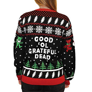Ripple Junction Grateful Dead Adult Dancing Bears Holiday Ugly Fleece Sweater XS Black