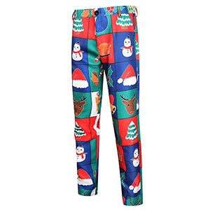 Men Suits Christmas Print 3 Piece Suit Casual Print Party Suit Fashion Jacket Vest Pants Holiday Clothes Color 1 Large
