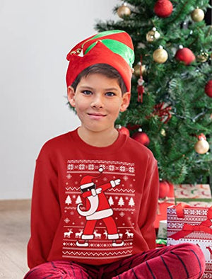 Ugly Christmas Sweaters Kids Sweatshirt Dabbing Santa Long Sleeve Shirt Large Red