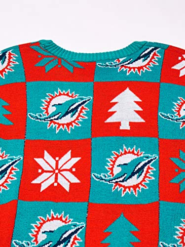 NFL MIAMI DOLPHINS PATCHES Ugly Sweater, X-Large