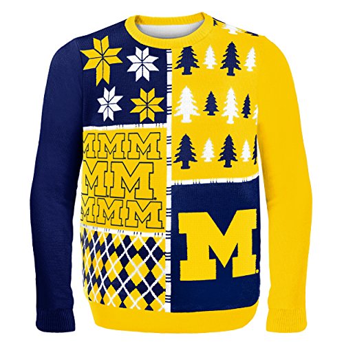 Klew NCAA Busy Block Sweater, Large, Michigan Wolverines
