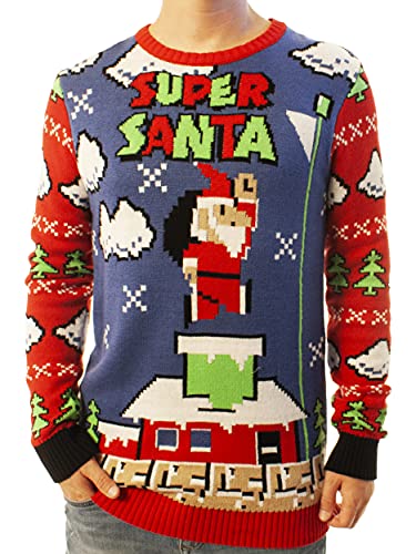 Ugly Christmas Party Sweater Unisex Super Santa -Small Super