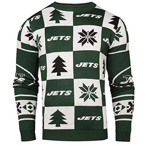 Forever Collectibles New York Jets 2016 Patches Ugly Crew Neck Sweater Large