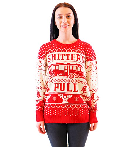 National Lampoon Vacation Shitter's Full Ugly Christmas Sweater (Adult Medium) Red, White