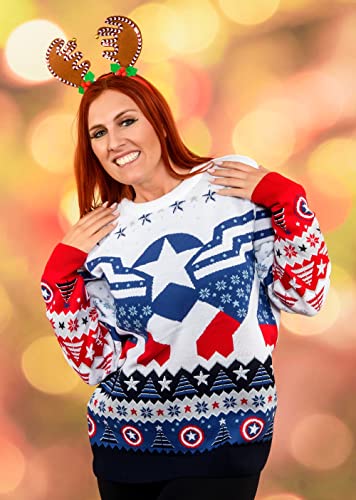 Captain America Sam Wilson Ugly Christmas Sweater for Men or Women Marvel Avengers Gift (Size: M)